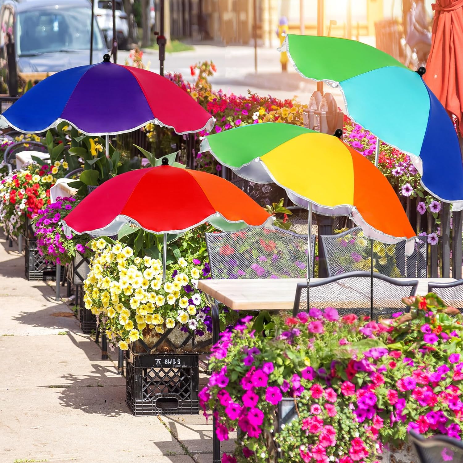 4 Pack Plant Umbrellas for Outdoor Plants 25" Larger Garden Umbrella Sun Shade with Adjustable Angle 40" Higher Sun Protection Cover Shade for Plants, Potted Flower,Garden Bed