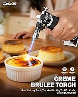 Vista 3 de RAVS Encendedor de butano, antorcha de cocina con modo de llama dual, pistola de soplete de cocina recargable, soplete de crema brulee, soplete