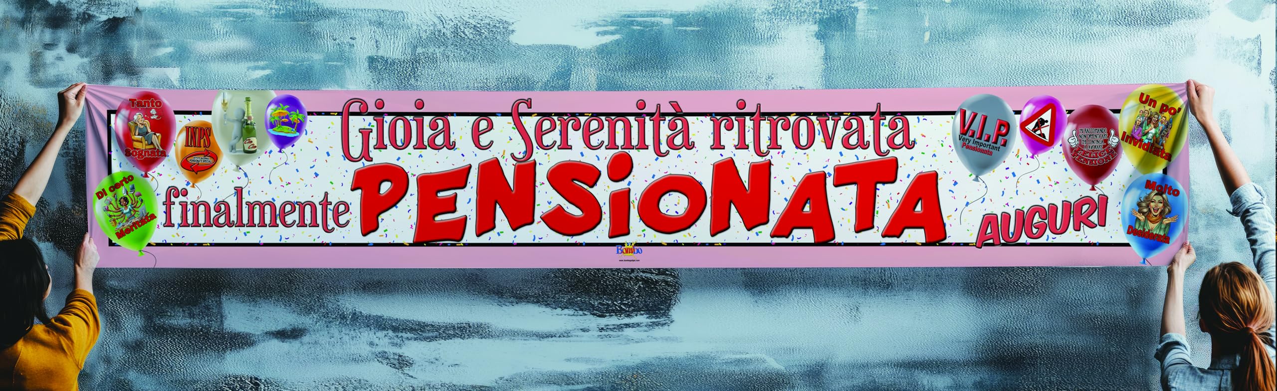 Striscione in PVC 300x50 cm - Tema Festeggiamenti per Neo Pensionata