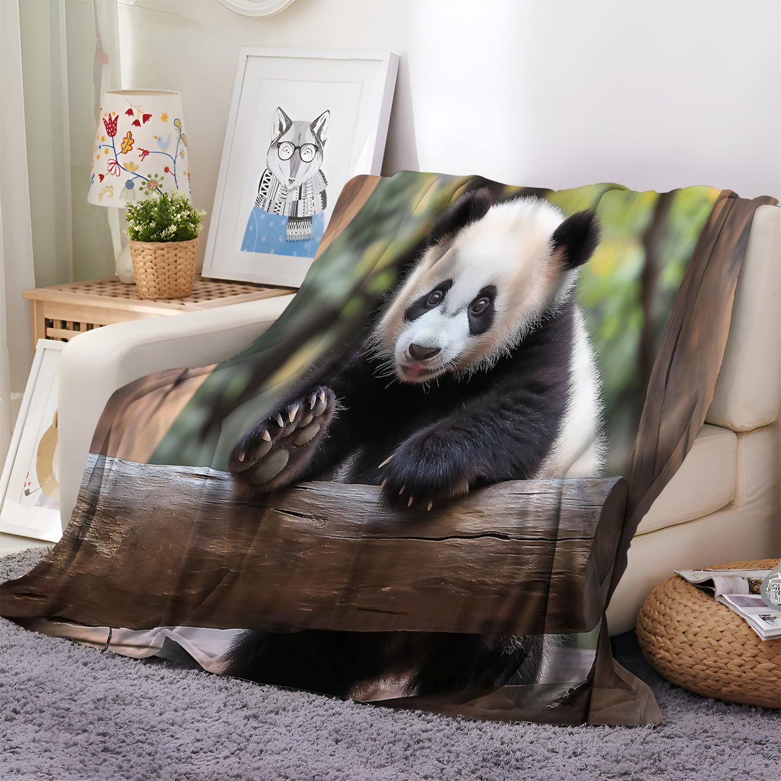 Plaid Couverture Polaire Flanelle Animal Panda 180x200 cm 3D Imprimé Couverture Lits Chaudes Douce Microfibre Légères Couvertures pour Voyager Canapé Enfant Adulte