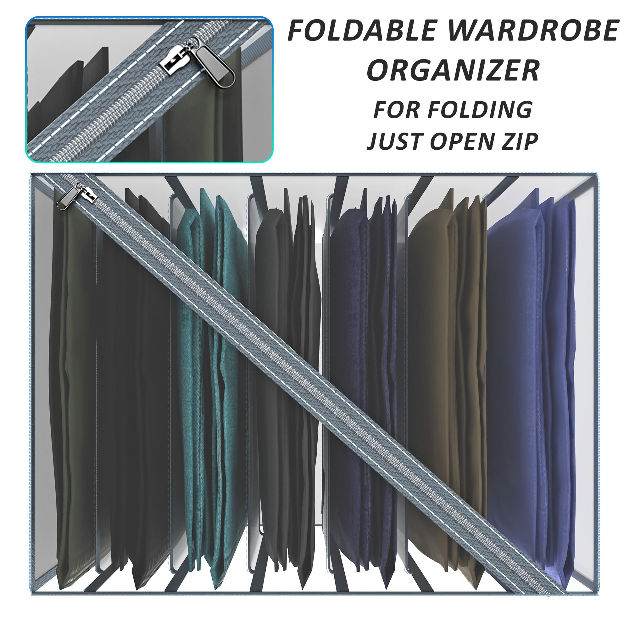 Kuber Industries Almirah 3 Stück Faltbare Schubladen-Organizer aus PVC, 0,40 mm, 7 Fächer, Aufbewahrungs-Organizer für Jeans, Hosen, Hemden | Mehrfarbig