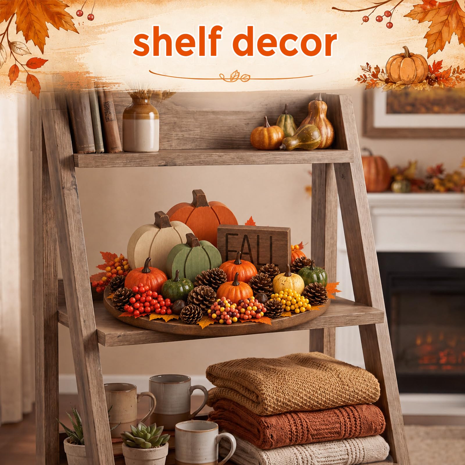 Amyhill Set di 39 decorazioni per vassoio a forma di zucca autunnale, kit