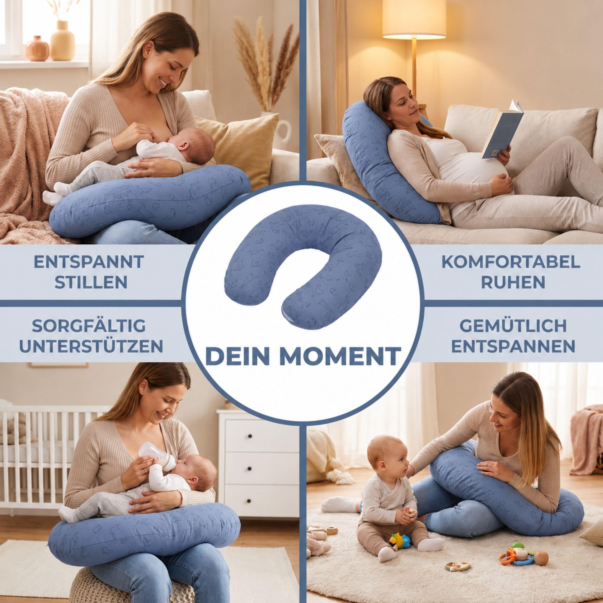 Fillikid Stillkissen EPS-Perlen 190 cm Exklusiv | XXL Stillkissen mit EPS Mikroperlen Länge 190 cm | Schwangerschaftskissen Bezug 100% Baumwolle maschinenwaschbar | Kissen Schwangerschaft
