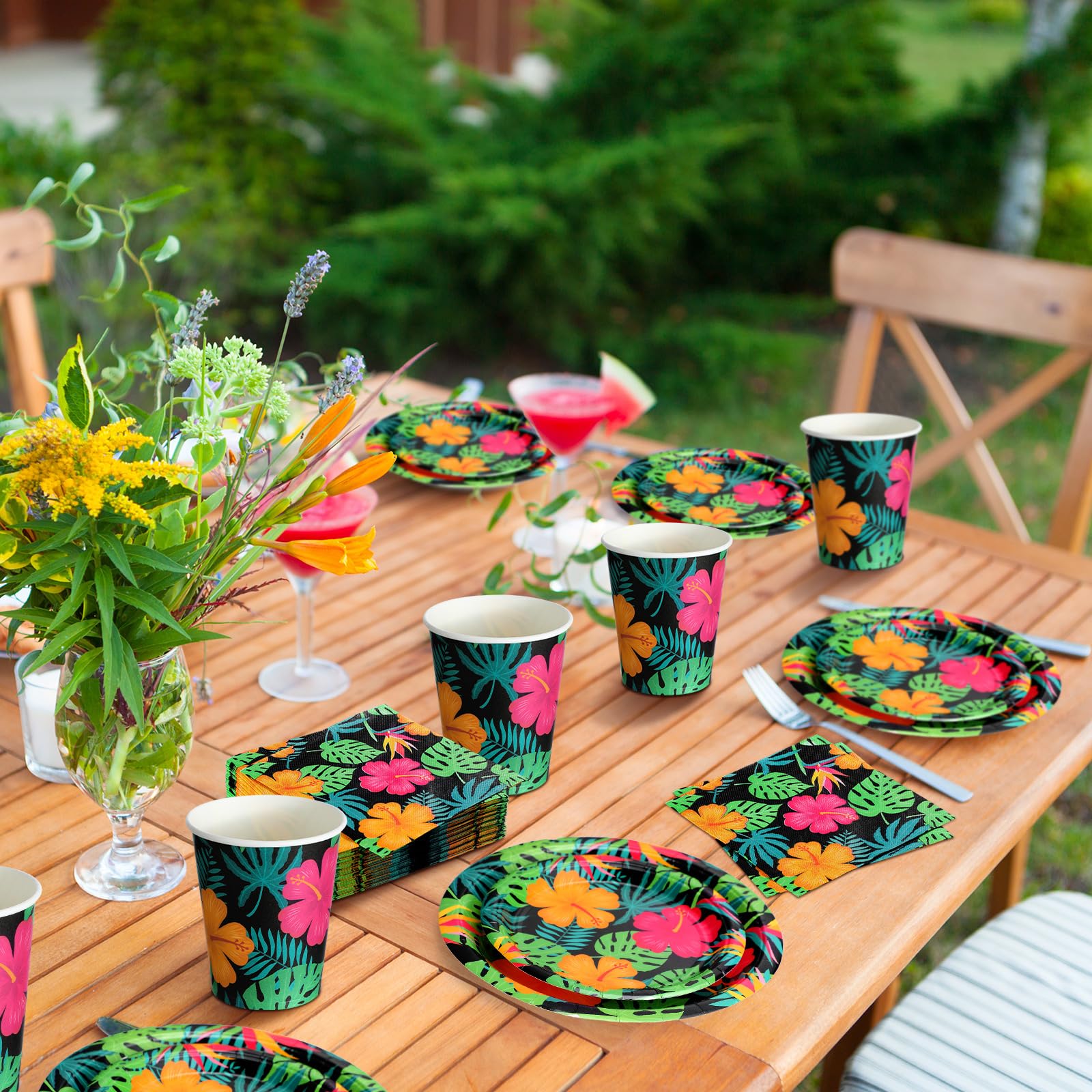 Set di 88 Stoviglie di Hawaiano Set per Feste Tropicali, Forniture per
