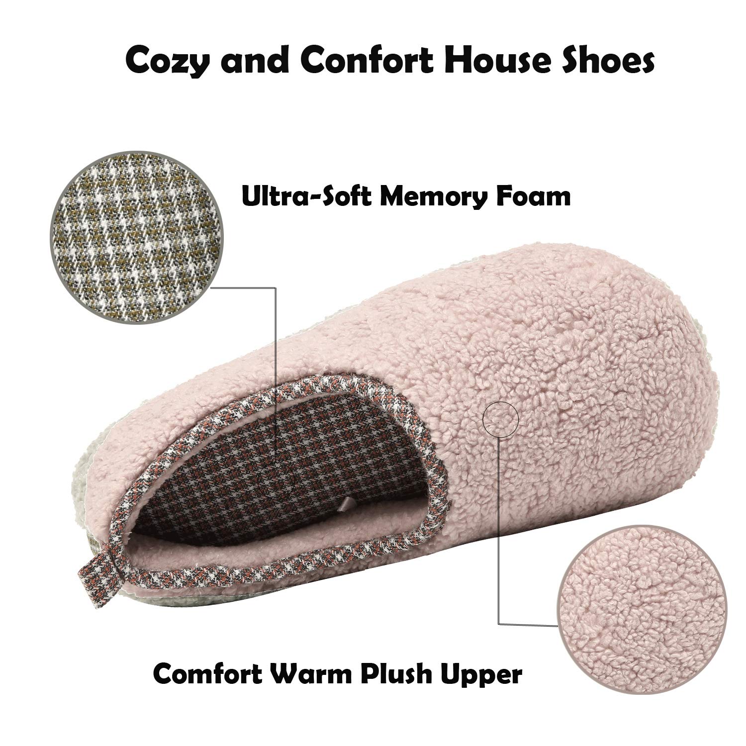 ChayChax Donna Pantofole da Casa Memory Foam Inverno Ciabatte Pantofola Interno Caldo Peluche Leggero Scarpe di Cotone
