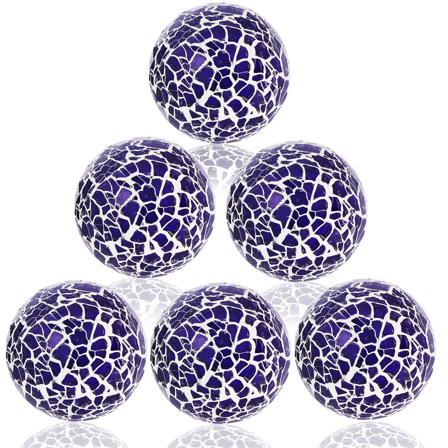 6 Boules Décoratives En Verre Mosaïque Noir - Diamètre 6 Cm - Décoration Table, Vase, étagère - Kepfire
