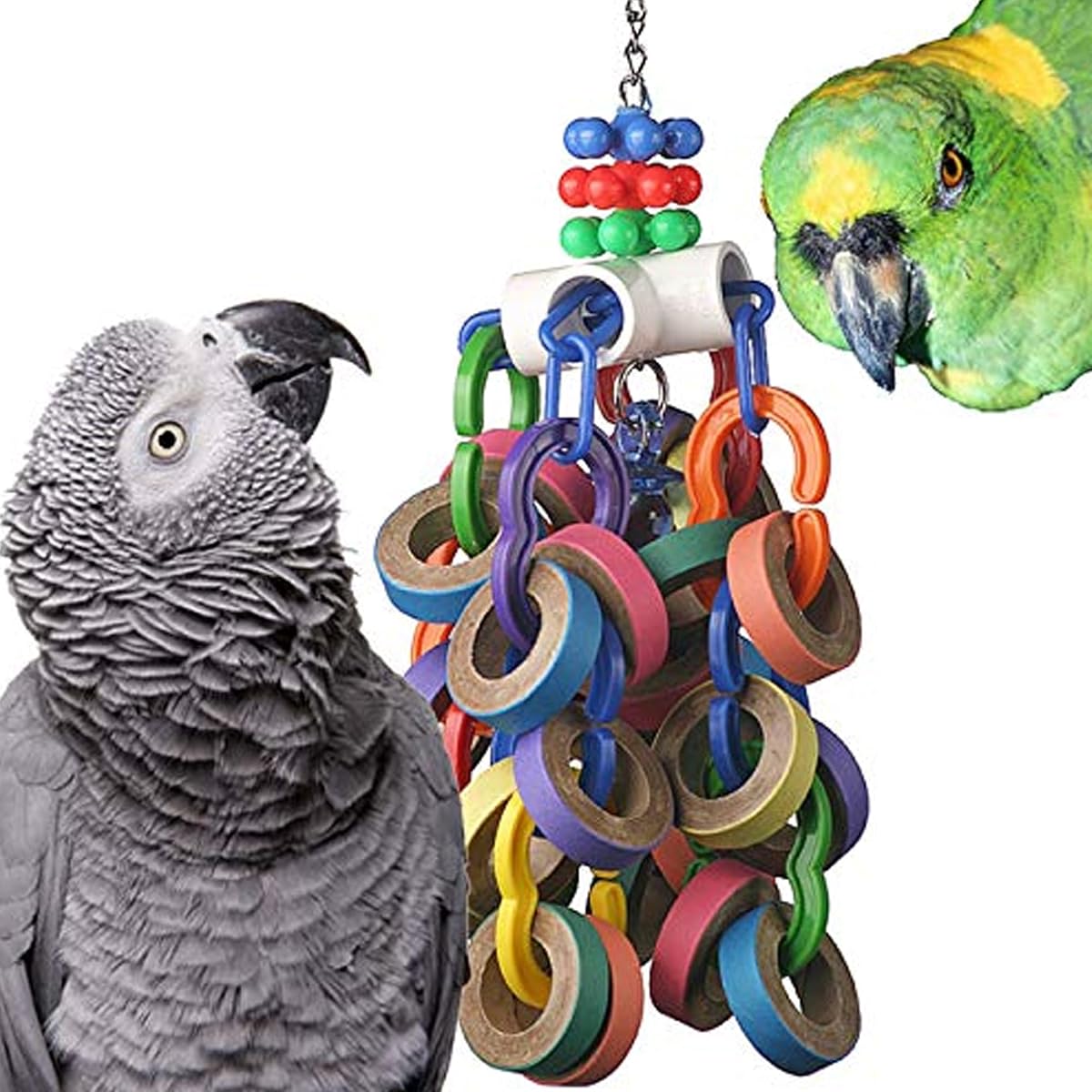 SB1107 Bagel Cascade Bird Toy, tamaño de pájaro grande, bagels recargables, 15” x 4.5”