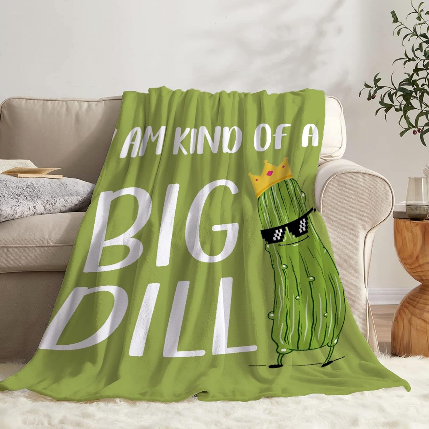 Pickles Blanket for Couch Lightweight Plush Fuzzy Cozy Soft Blankets Quilt Decorative Throw Sofa Travel Birthday Gift 50"x40" for Kids - Image 3