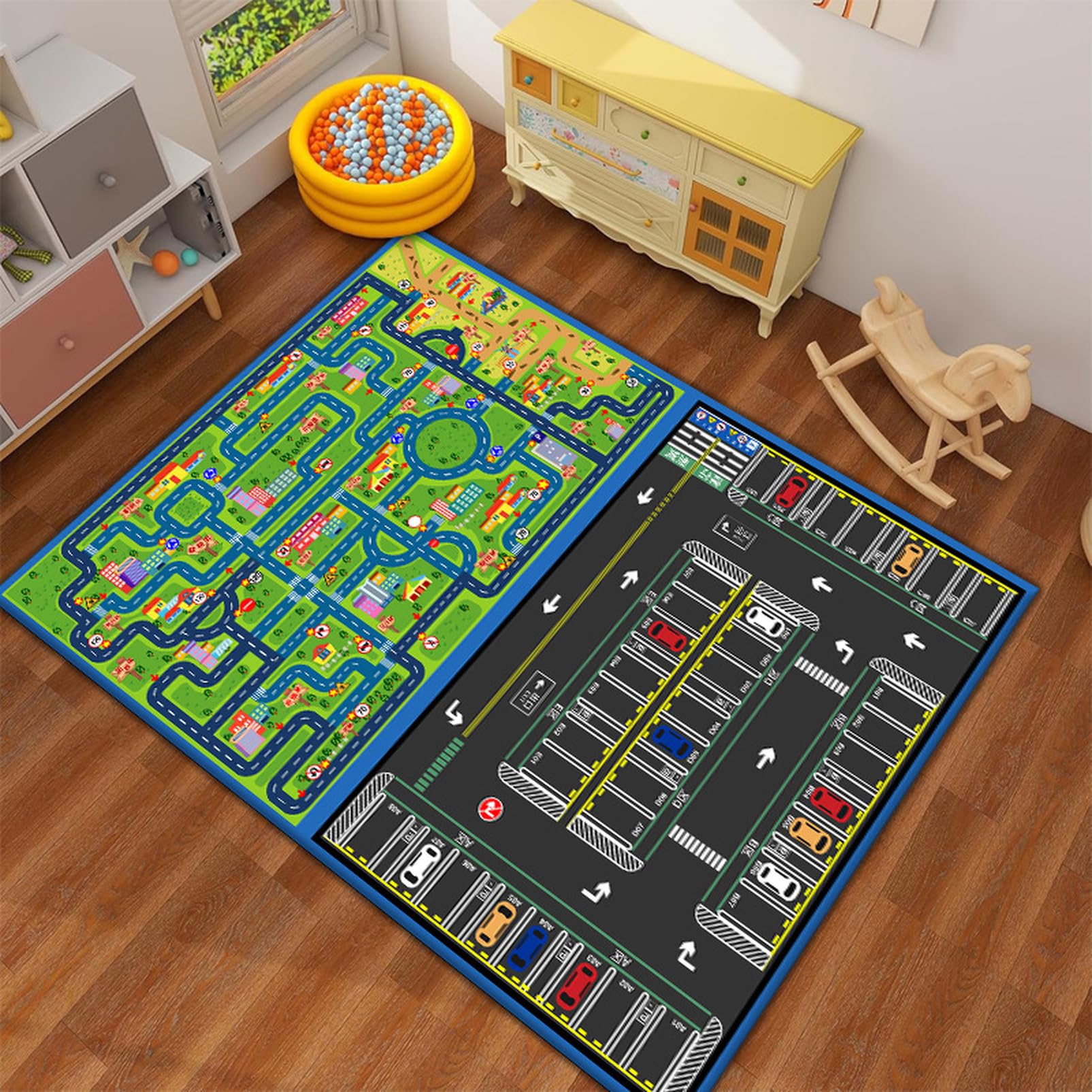 Play Mat, Road Mat, Room Mat, Color 1, Children's Room, Stain Resistant, Play Mat, Road Map, Children's Room, 31.5 x 63.0 inches (80 x 160 cm), Educational Carpet, Kindergarten Entrance Celebration