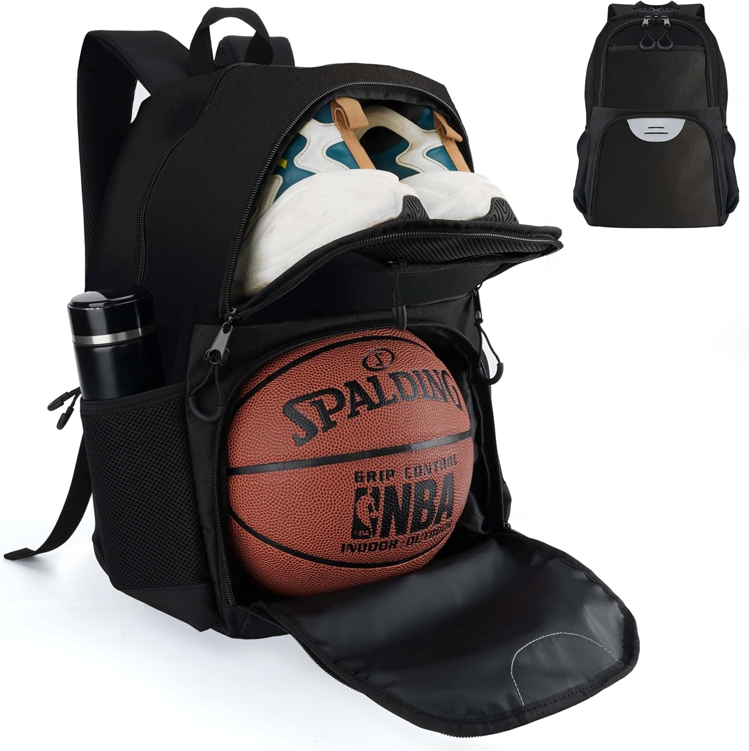 Soccer & Basketball Sports Bag with Ball Pump - Basketball Backpack with Separate Ball & Shoes Holder Compartment, Soccer Basketball Football & Volleyball Bag with Large Capacity