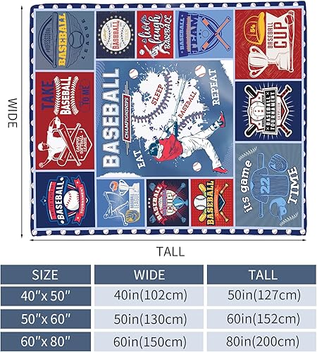 Miniatura 2 de Paready Manta de béisbol de franela suave de regalo para niños y adultos, fanáticos de los deportes, acogedora manta deportiva para todas las