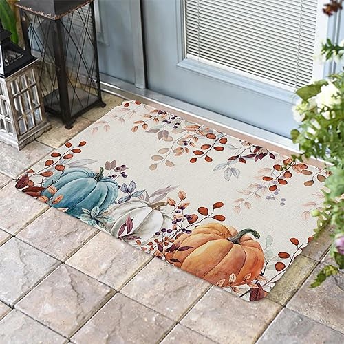 Vista 555 de Tapete de Feliz Navidad, tapete antideslizante para puerta delantera, baño, cocina, dormitorio, patio, entrada, 16 x 24 pulgadas, rojo, negro y verde