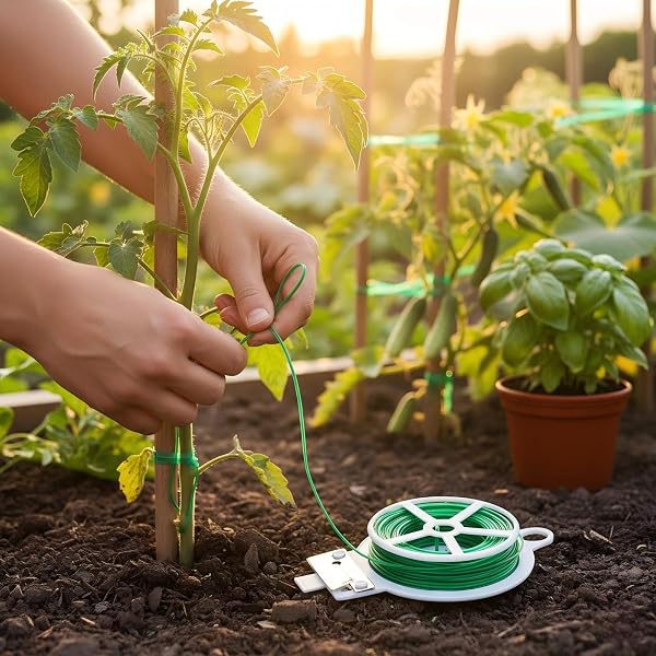 Xiqunw 100M Fil de Fer Vert Jardin, Attache Plante grimpante, Attaches Jardin pour Plantes, Attache Plante, Rouleaux Attaches Jardin, pour Plantes Grimpantes, Vignes, Arbustes et Fleurs (Vert) - 4