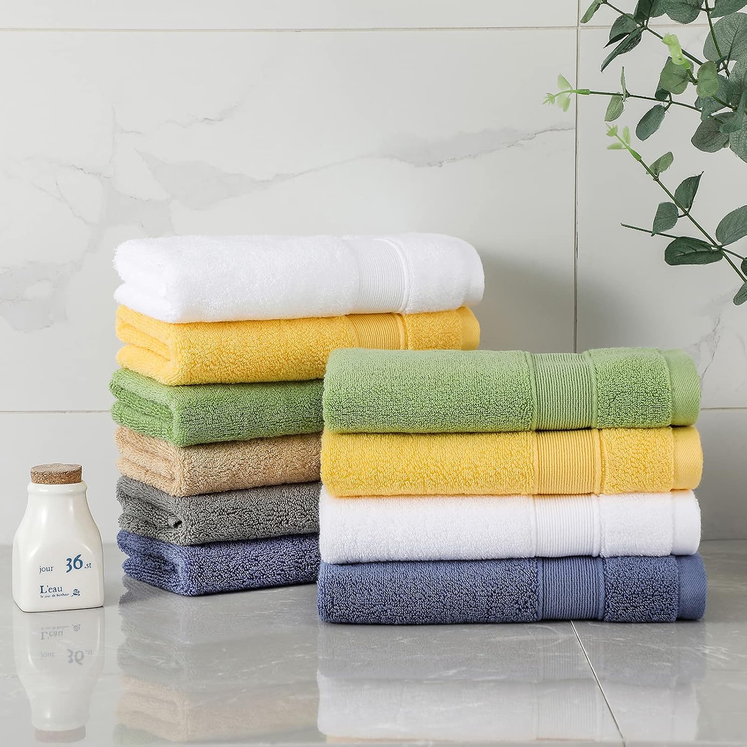 Years Calm 2 Pack Cotton Hand Towels, Durable Highly Absorbent Soft Washcloth, Towel for Hotel Bathroom, 13 x 29 Inch (White)