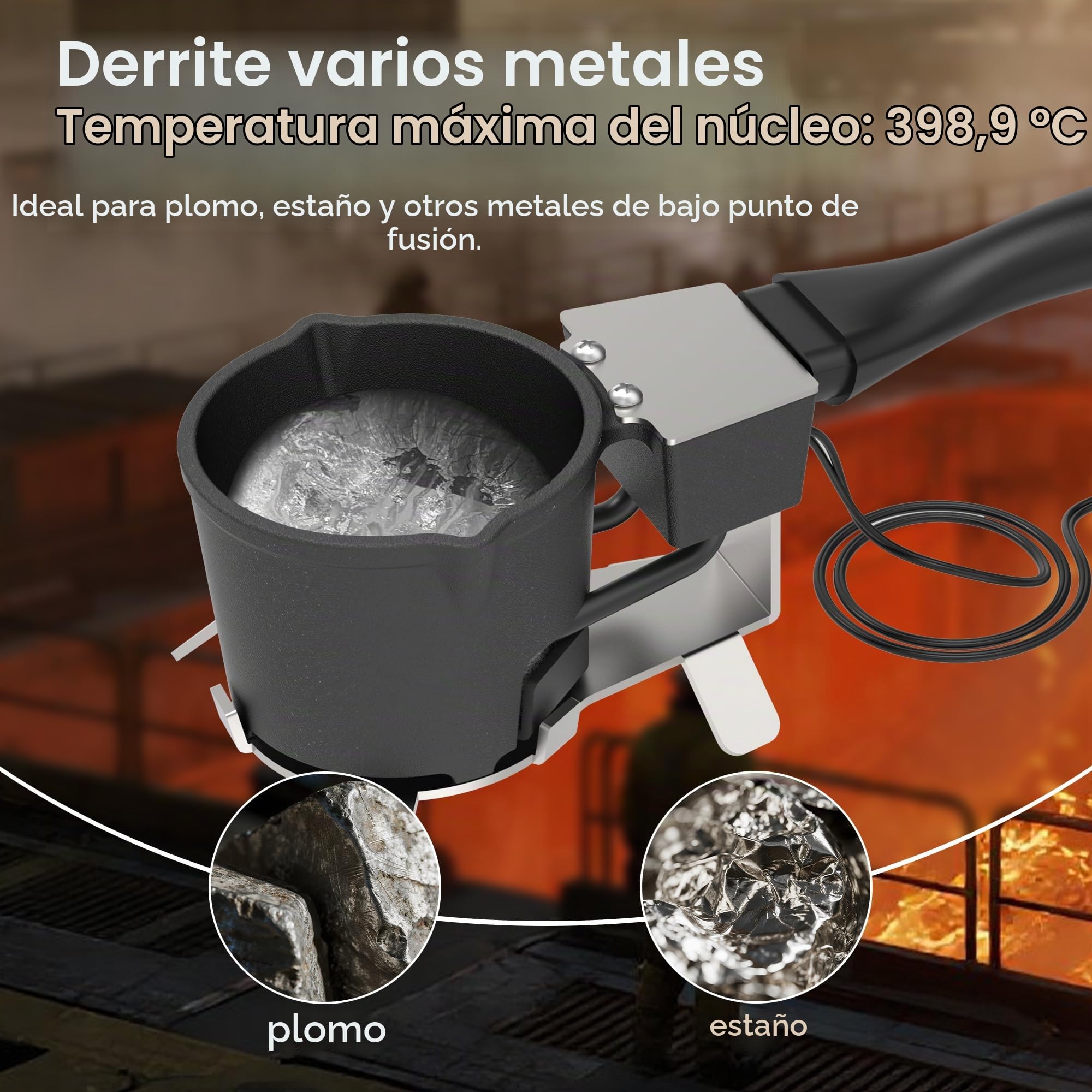 Olla de fusión portátil de plomo eléctrico de 5 libras, horno de fusión de estaño de máxima eficiencia de 120 V para hacer pesos, plomos, moldes de bala
