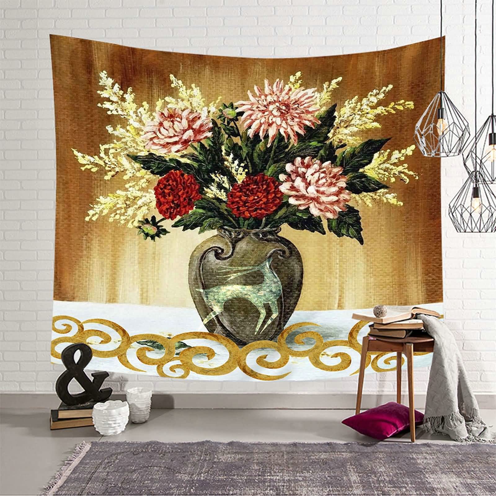 Tapiz de pared floral de 150x150 cm para renovar tus ambientes sin pintar la casa 8
