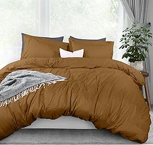 Utopia Bedding Duvet Cover Queen Size - 3 Piece with Zipper Closure - 1 Comforter Cover 90X90 Inches & 2 Pillow Shams 20X26 Inches (Mocha) Comforter Not Included