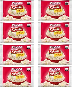 KiSabor Pipoca Microondas Natural c/ Sal 100g - kit c/ 8 unds