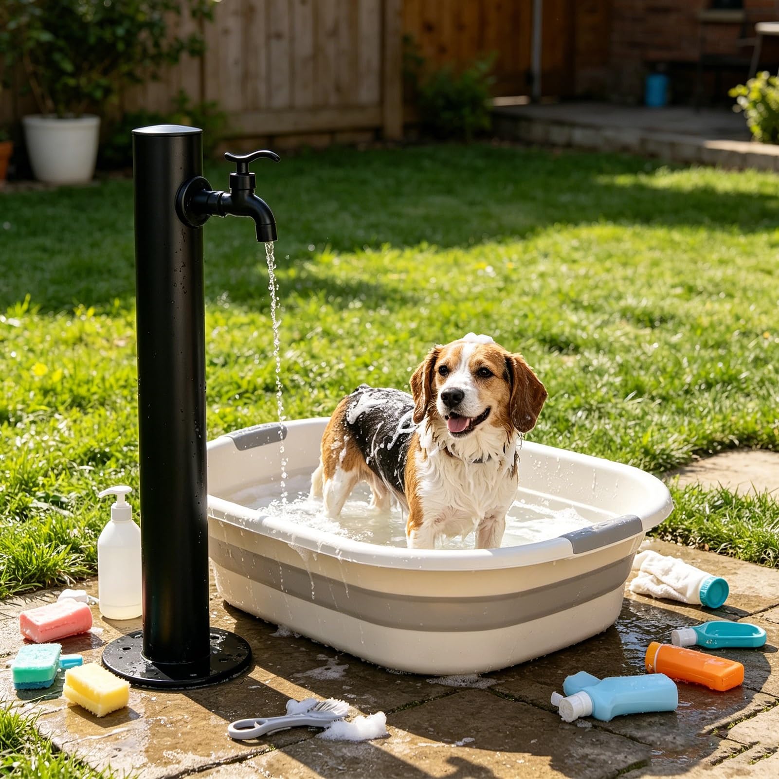 Standing Garden Water Faucet Pillar, Vertical Outdoor Water Hydrant Floor Mount Yard Water Column Tap for Backyard Sink/Lawn/Farm