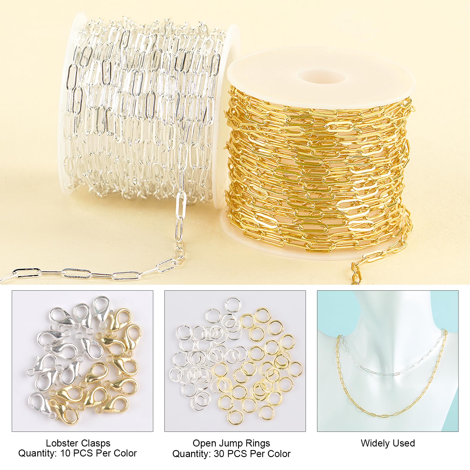 Paperclip Chain for Jewelry Making - 2 Rolls -3