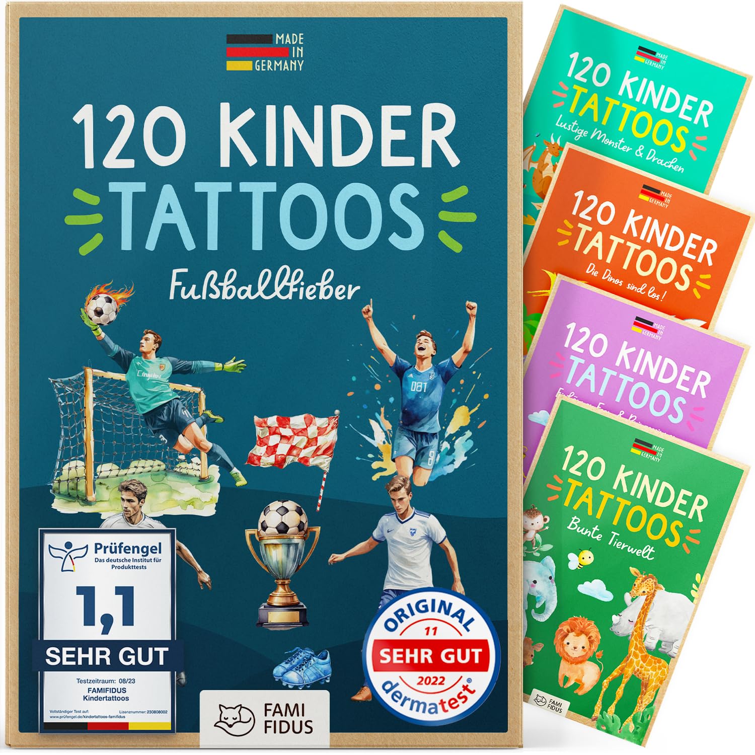 Famifidus 120 Kinder Tattoos hautfreundlich I Zauberhaftes Geschenk für Mädchen und Jungen I Dermatologisch SEHR GUT I Tattoo Kinder Made in Germany I Tattoo für Jungs & Mädchen