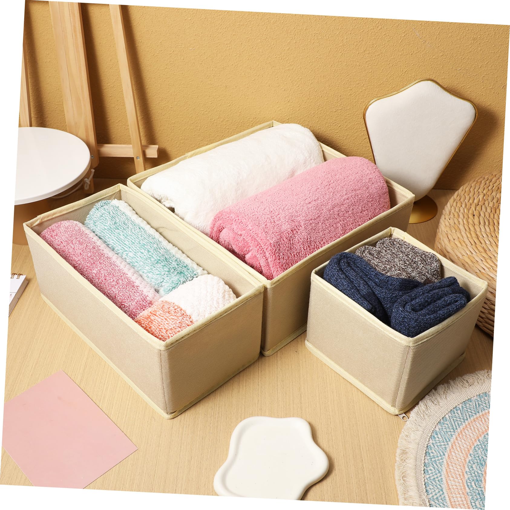 GLEAVI Organizador de Ropa Interior para Armario 6 Unidades Beige