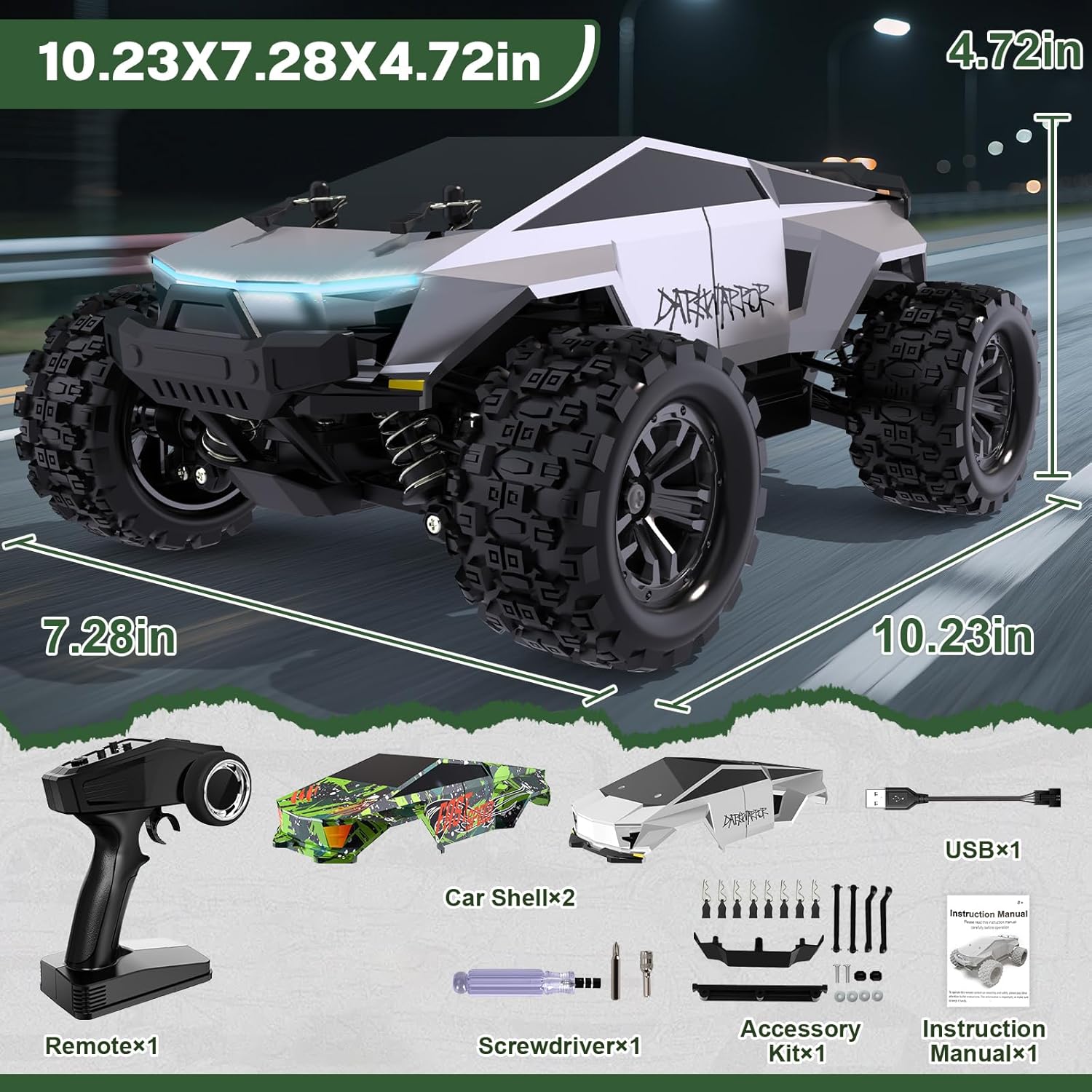 Fast RC Car for Adults, 1:18 Scale RC Monster Truck Max 40 KPH High Speed 4WD Electric Vehicle with 2.4 GHz Remote, Kids Off-Road RC Cars Toys, Birthday Gifts for 8+ Year Old Boys