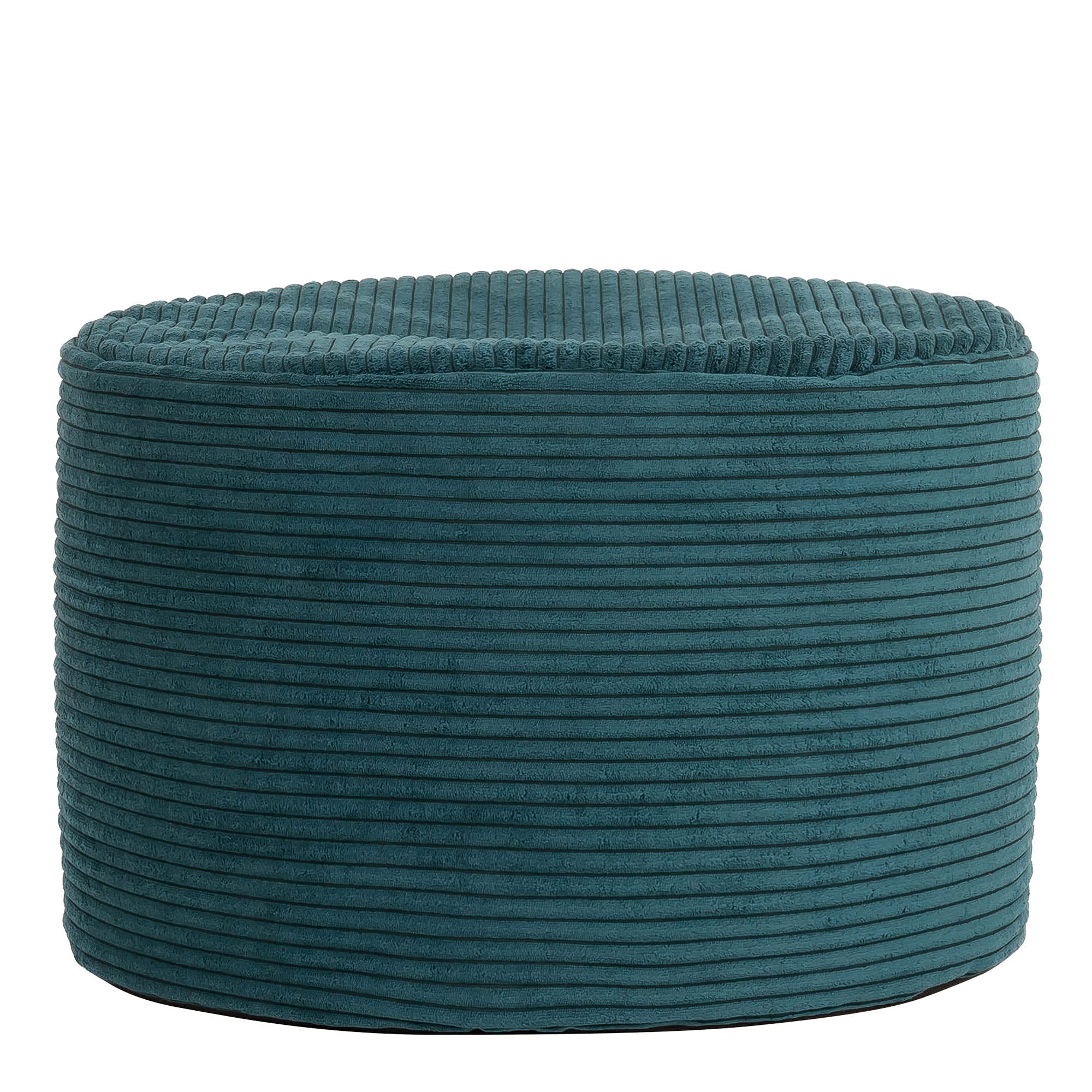 icon Frankie Cord Bean Bag Pouffe, Teal Green, Large Pouffe Footstool with Filling Included, Footrest, Bedroom, Living Room, Living Room Furniture