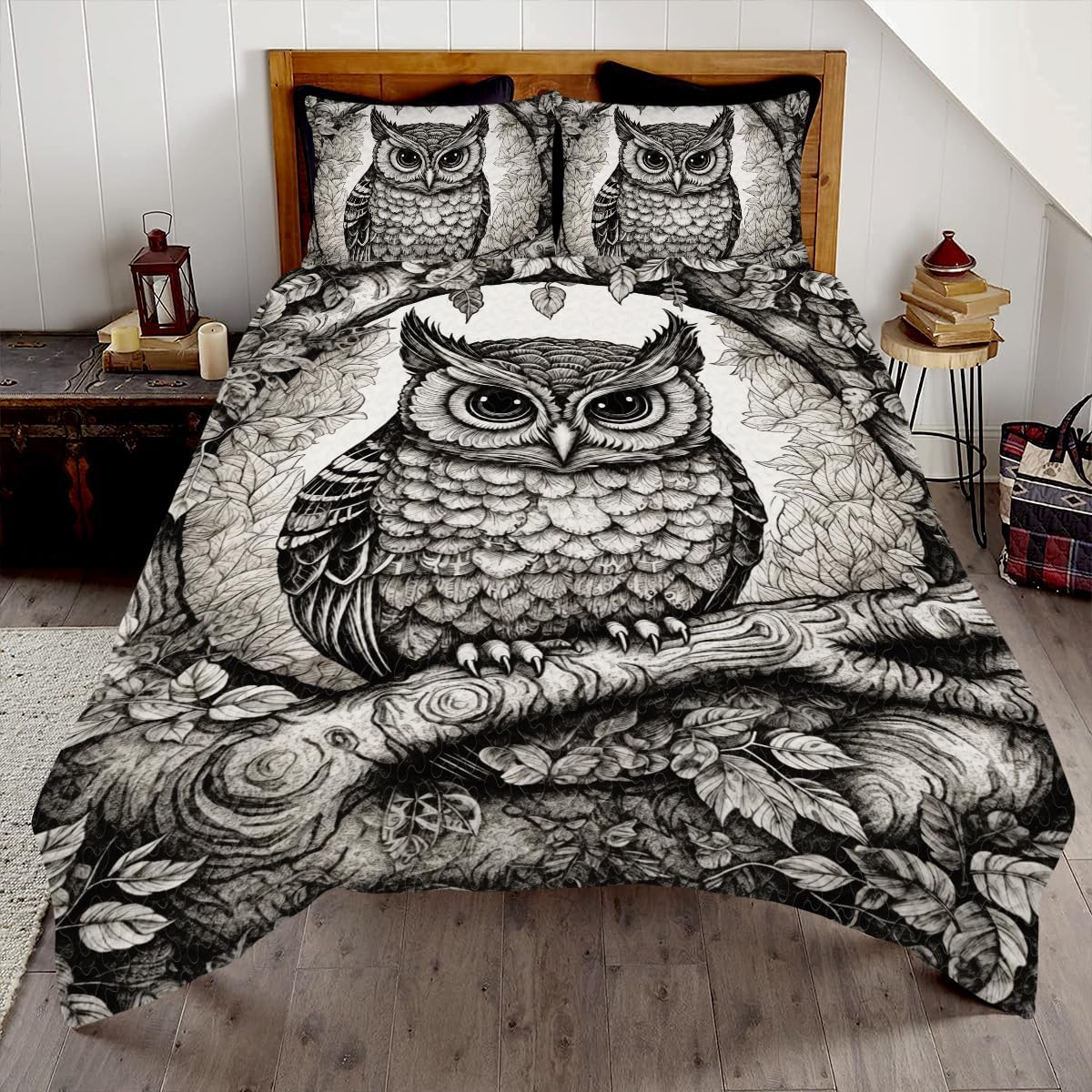 Customized Owl Quilt Pattern, Amazing Owls Quilts Queen Size, Twin Comforter Sets for Girls, Animal Bedding Queen Size, Toddler Bedding Set (Owl Style 04)