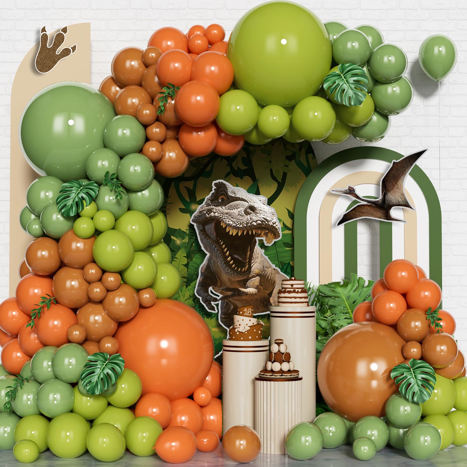 15 Dinosaurier-Latexballons – 30,5 Cm, Grün, Orange, Blaugrün, Für Helium Oder Luft