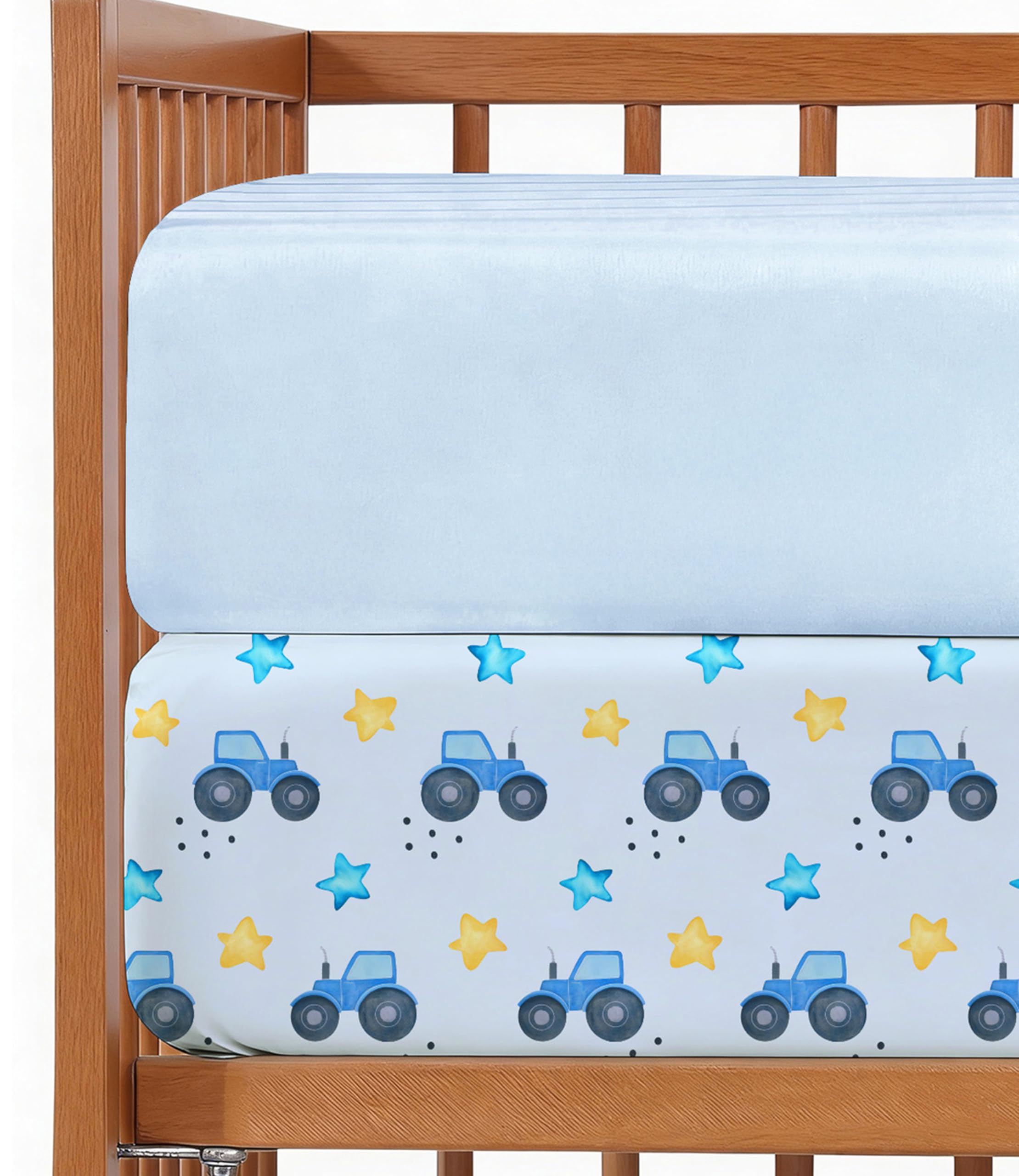 2-Pack Mini Crib Sheets Fitted - Pack N Play Sheets - 38 x 24in, Night Farm