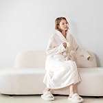 Robes pour femmes – Peigne de bain longue en peluche premium pour femmes avec collier de châle, robe chaude douce pour femmes