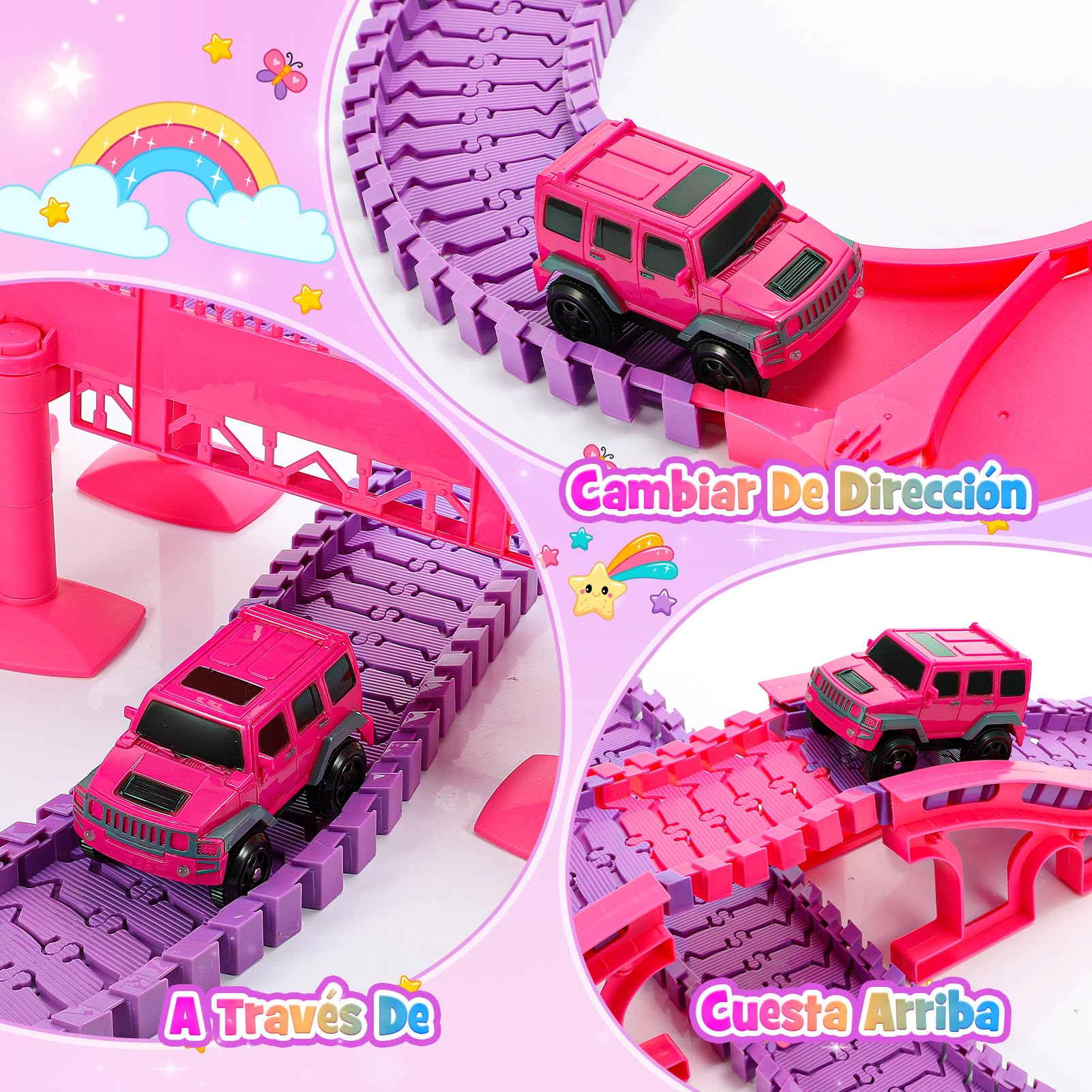 iKidiki Pista FlexIBLE Unicornios y Tiburón para Niñas 3-8 Años - Regalo Cumpleaños