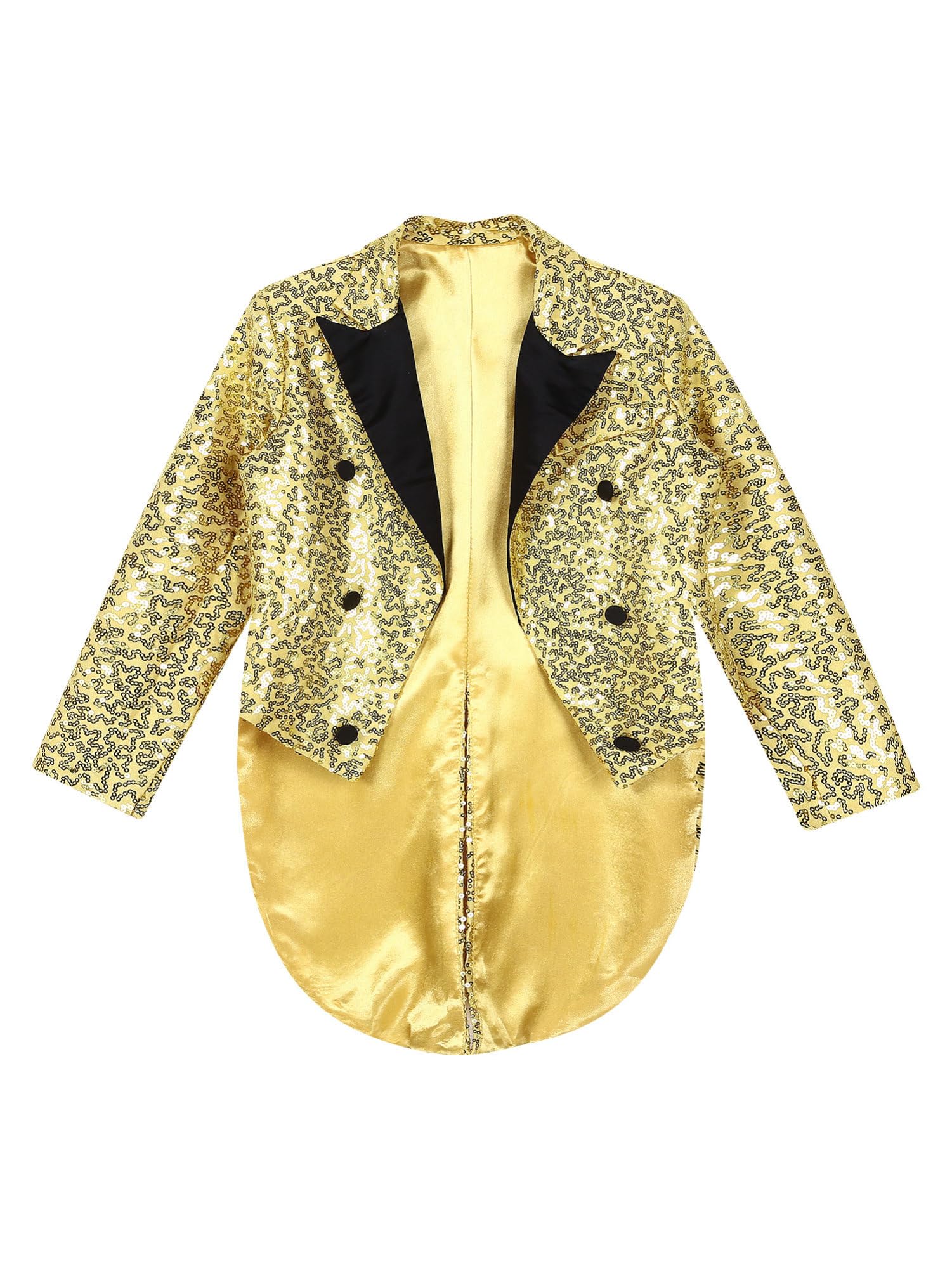 IEFIEL Esmoquin de Lentejuelas para Niño Chaqueta de Fiesta Vestir Formal de Boda Cóctel Chaqueta de Mago Disfraz de Fiesta Carnaval 5-16 Años Dorado 13-14 años