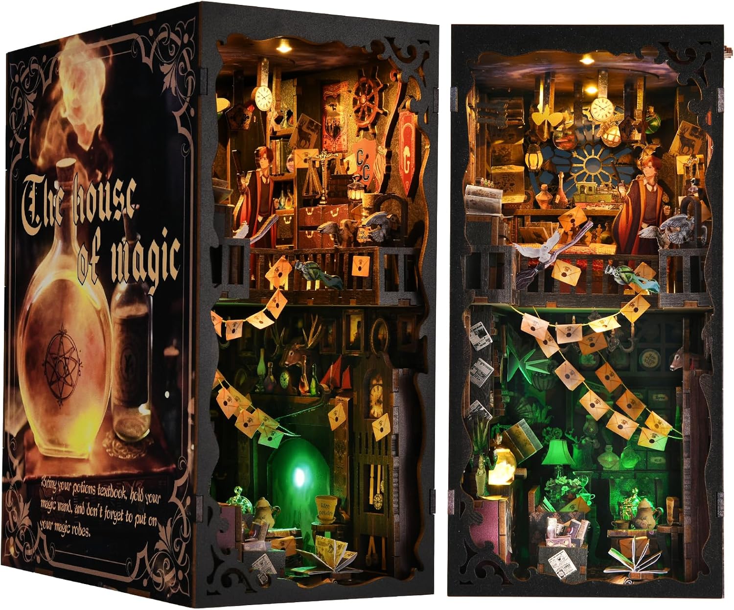 Book Nook Kit - DIY Miniature House Dollhouse Kit 3D Puzzles for Adults, Gifts for Family and Friends Bookshelf Decor Tiny House Model Build with Dust Cover