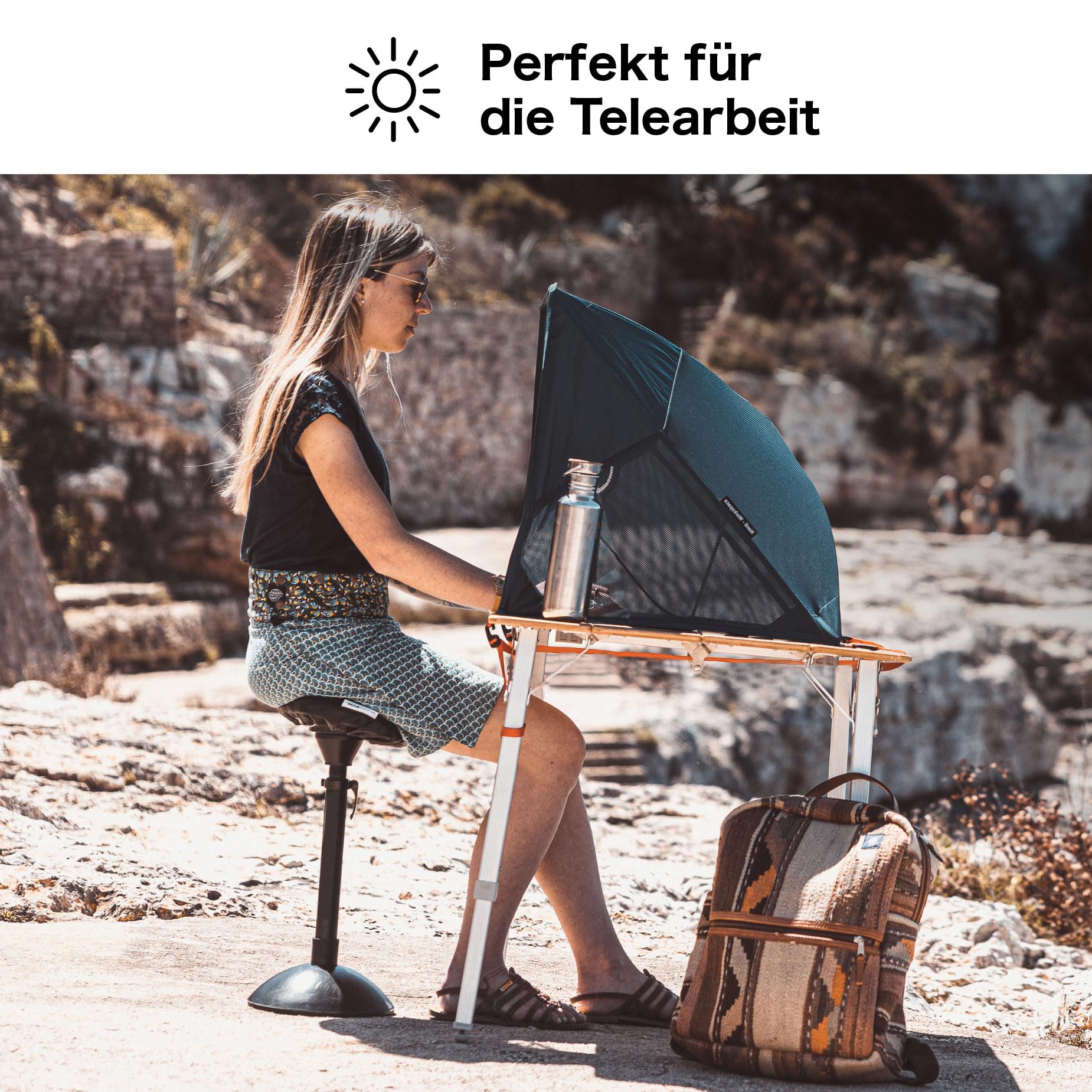 Laptop Sonnenschutz für draußen | Blendfrei – Bessere Lesbarkeit im Sonnenlicht | Für 13–17 Zoll, Faltbar & Tragbar, Ideal fürs Homeoffice
