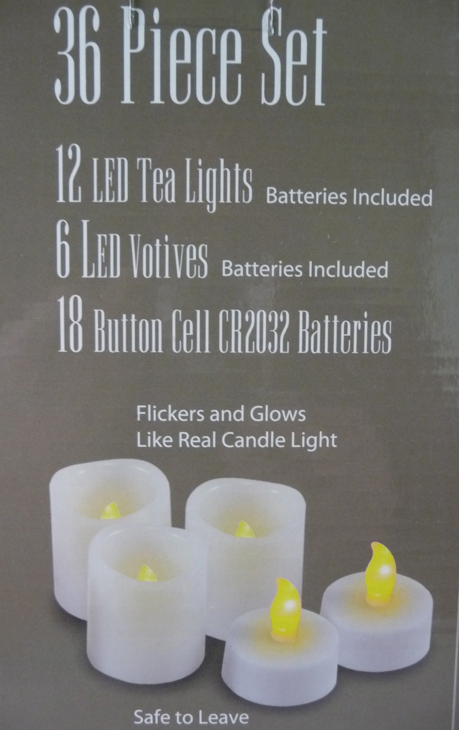 36-Piece LED Tea/Votive Light Set with Batteries