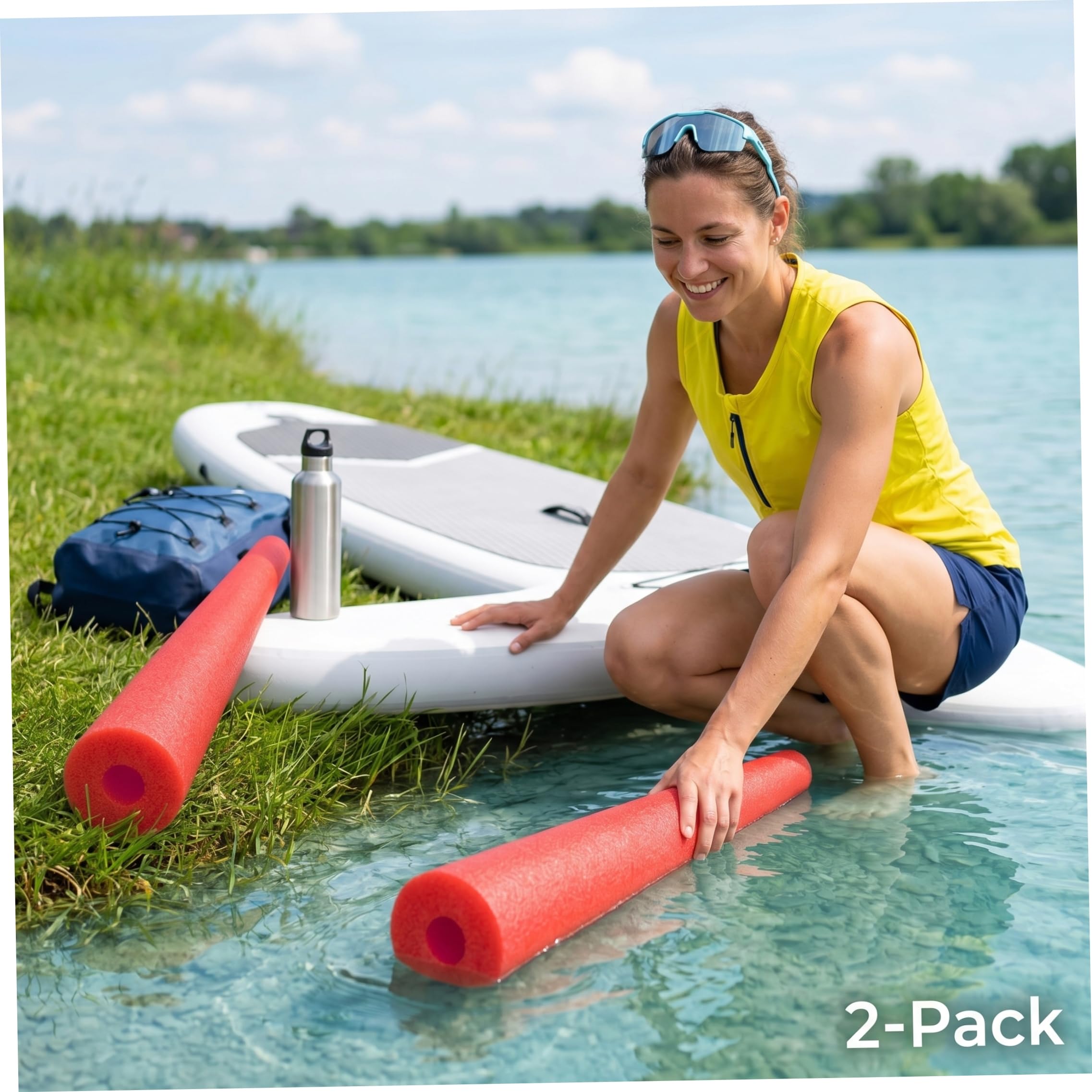 2 Stück Jumbo-Schaumstoff-Poolnudeln, Schwimmhilfe für Kinder – ideal für Bastelarbeiten und sensorisches Training, rot, Poolnudeln aus Schaumstoff