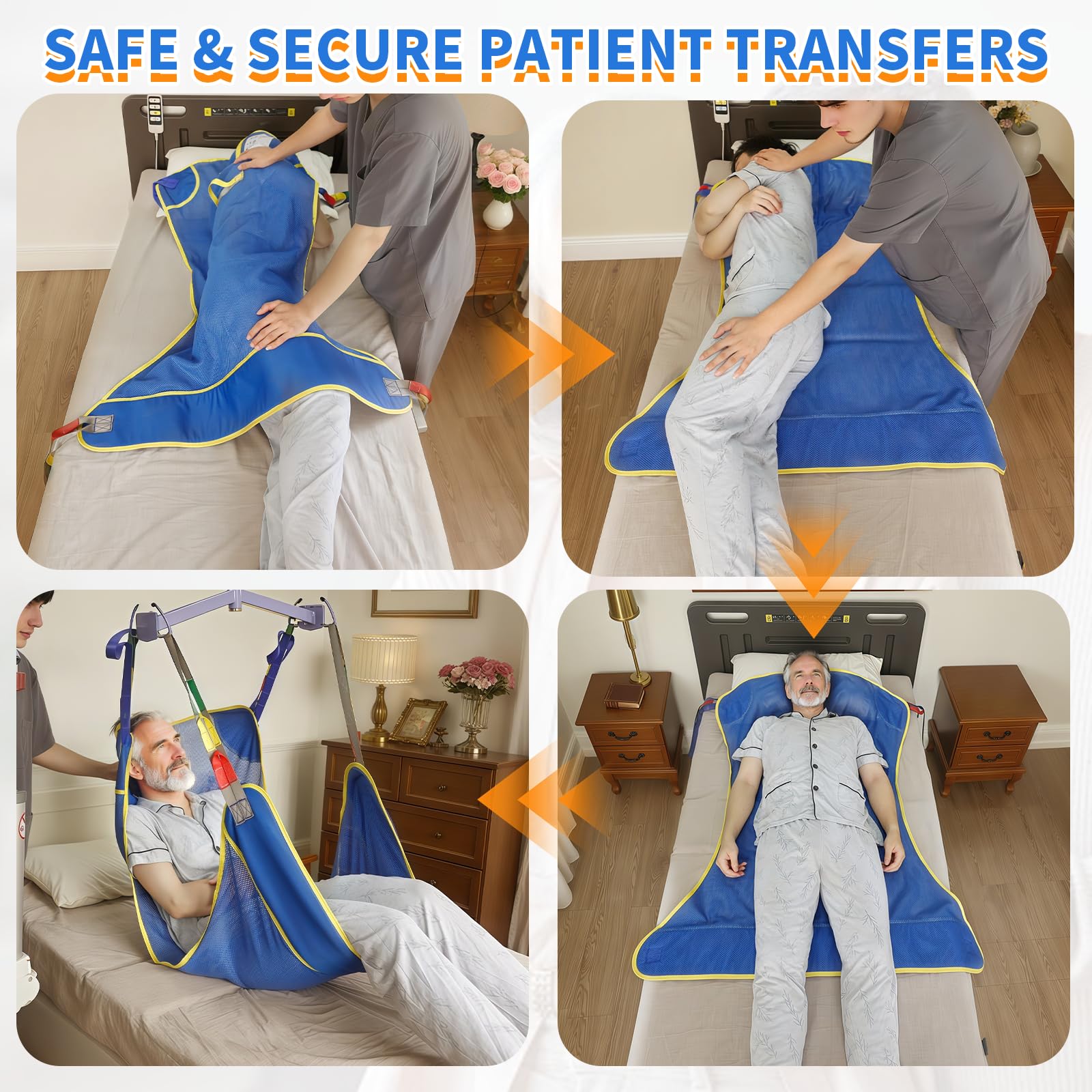 Eslinga universal de elevación de cuerpo completo para elevación de pacientes – Eslinga de transferencia de malla para ducha, eslinga de elevación bariátrica grande para ancianos y discapacitados