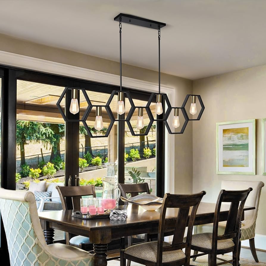 ACNKTZ 7-Light Kitchen Island Lighting, Modern Farmhouse