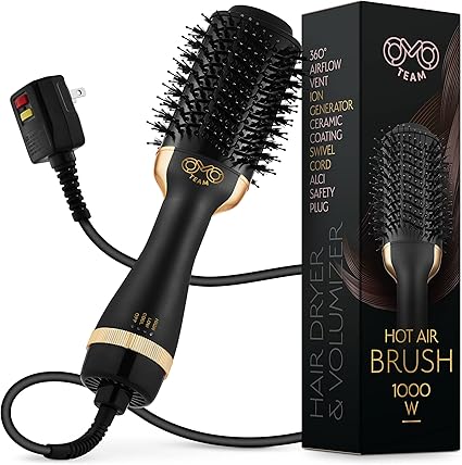 Professional Blowout Hair Dryer Brush, Black Gold Dryer and Volumizer,