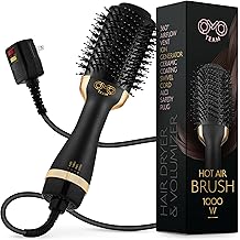 Professional Blowout Hair Dryer Brush, Black Gold Dryer and Volumizer, Hot Air Brush for Women, 75MM Oval Shape (Black Gold)