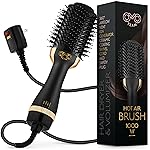 Professional Blowout Hair Dryer Brush, Black Gold Dryer and Volumizer, Hot Air Brush for Women, 75MM Oval Shape (Black Gold)