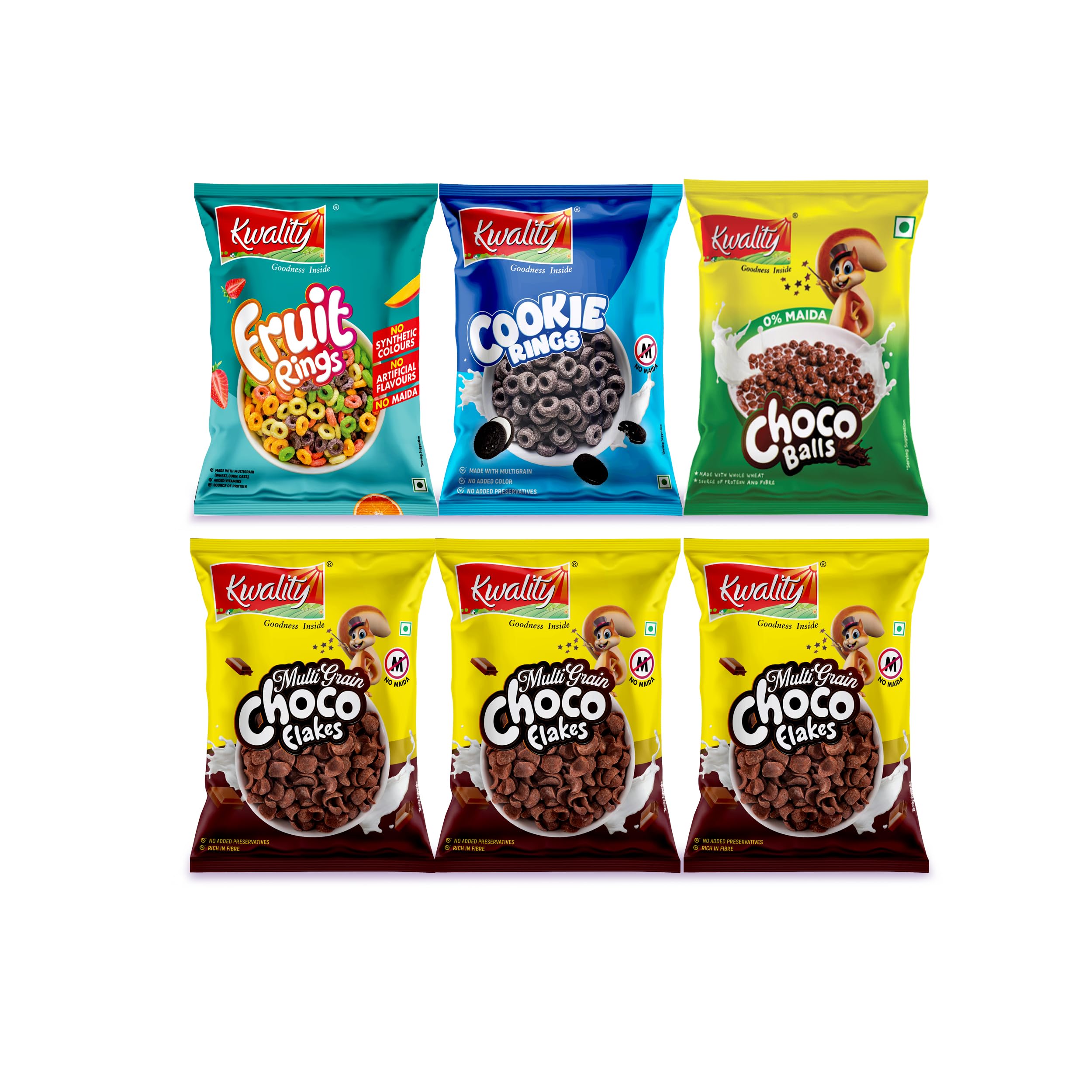 Chocos combi Pack of 6,102g with Multigrain | Vitamins & Minerals, Source of Fibre | Breakfast Cereal for Kids