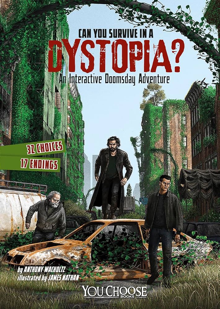 Interactive dystopia survival book cover for children and teens