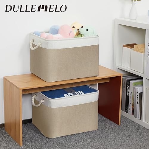 Miniatura 6 de DULLEMELO Cestas de almacenamiento grandes de 16 x 12 x 12 pulgadas de alto, canastas rectangulares de tela para organizar, cestas plegables para