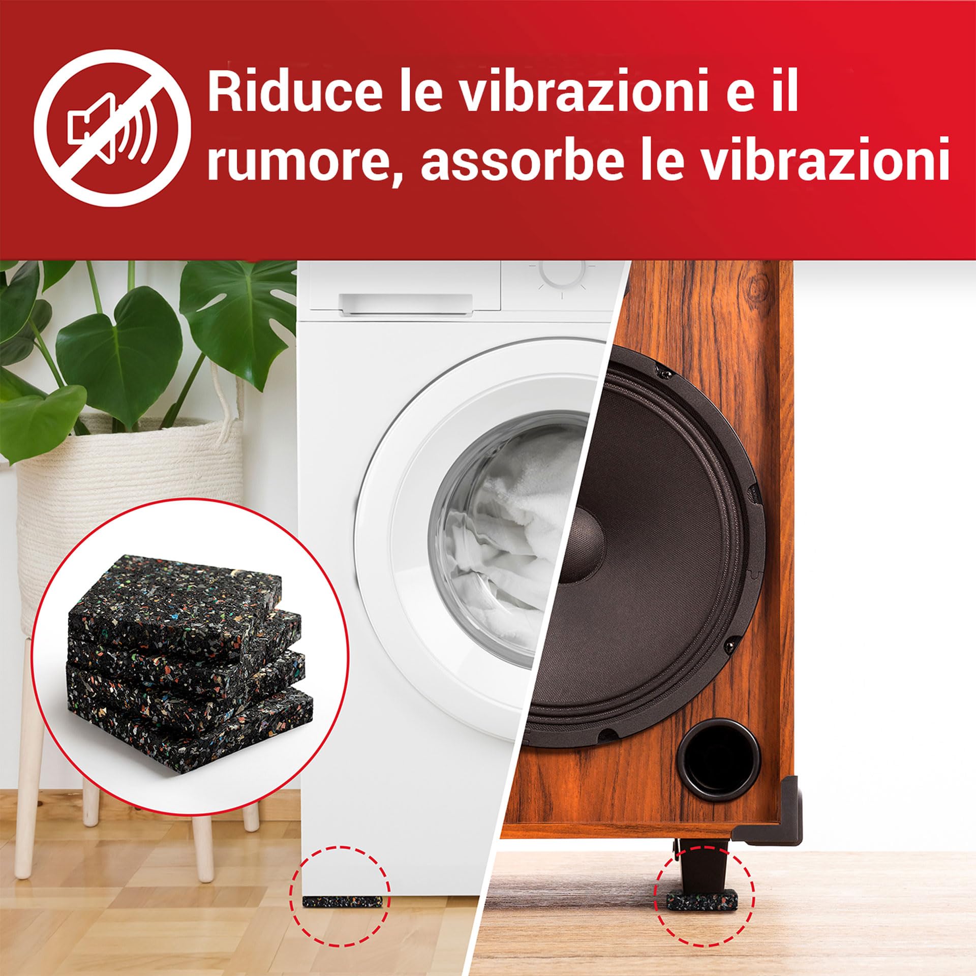 Tappeto Antivibrazione Per Lavatrice - In Schiuma EVA 60x60 Cm, Antiscivolo E Anti Rumore, Nero - Foto 7