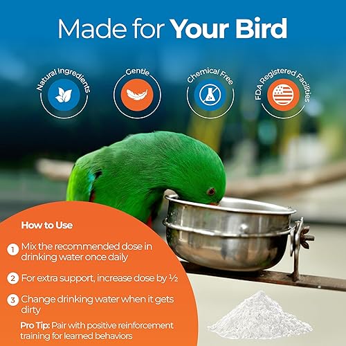 Miniatura 4 de UnRuffledRx Fórmula calmante para loros – Suplemento para pájaros que apoya la relajación durante eventos estresantes como fuegos artificiales