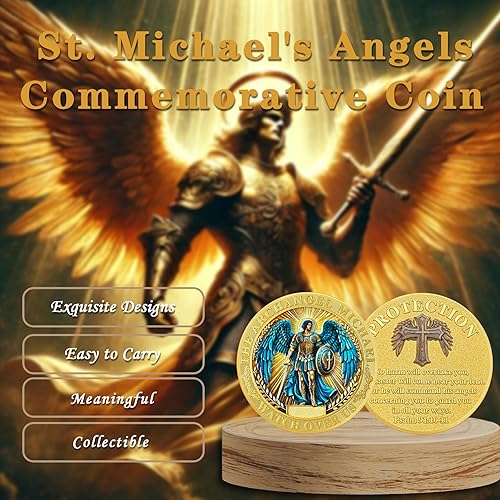 Miniatura 4 de Arcángel Miguel Christian Challenge Coin, moneda inspiradora cristiana de fichas cristianas, moneda de oración inspiradora de San Miguel Arcángel