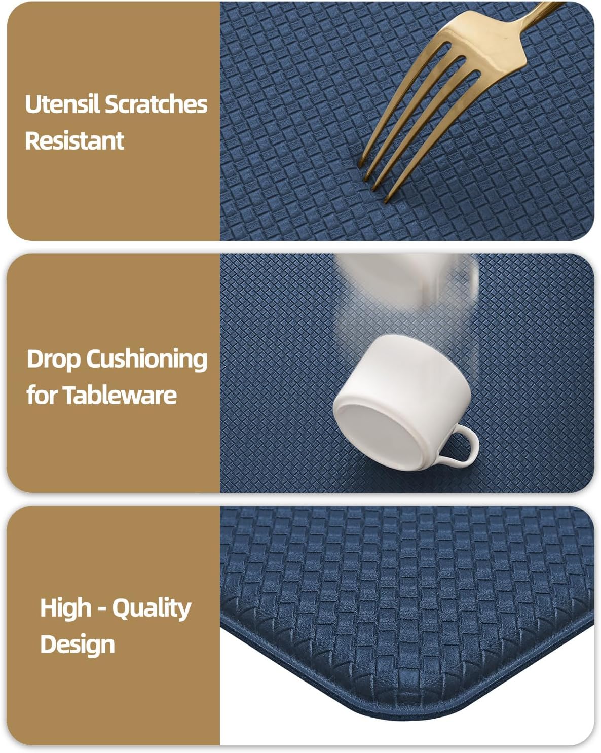 Color&Geometry Anti Fatigue Cushion Kitchen Mat for Floor -17"x79",Long,Easy Clean, Water & Oil Proof, Anti Slip, Foam Rubber Runner Rug for Front Sink Comfort Standing,Navy Blue